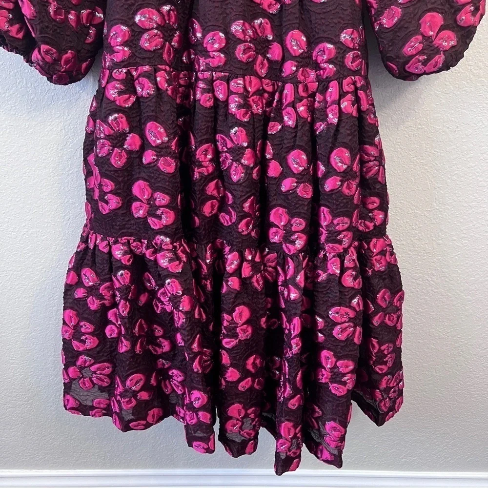 ULLA JOHNSON dress in maroon red jacquard floral size 4 - Picture 8 of 15